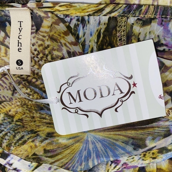 Moda sheer blouse size small green blue brown new with tags - Picture 4 of 8